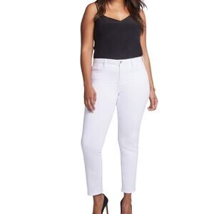 NYDJ White Denim Jeans Lift Tuck Straight Cut Mid Rise SZ 14 NWT Spring Jeans